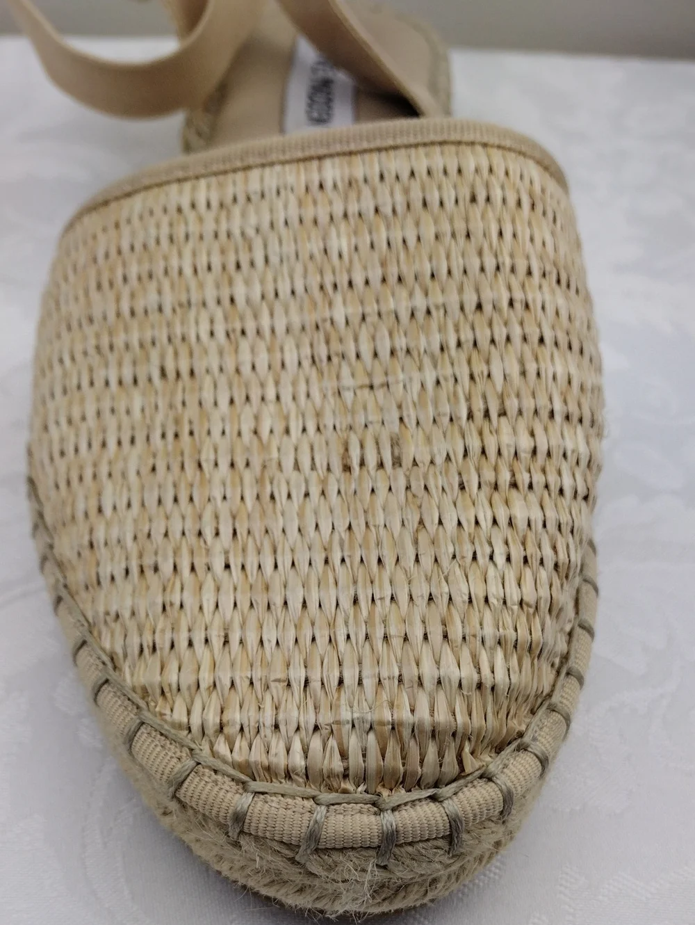 Steve Madden Marlene Wheat Woven Round Toe Elastic Ankle Strap Espadrille Sandal